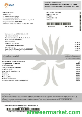 Romania Enel electricity proof of address business utility bill template in Word and PDF formats (2)